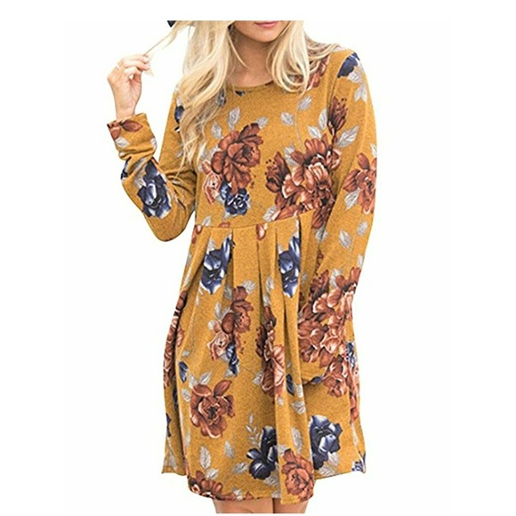 🖤HP x2 🖤TUVA Yellow Floral Long Sleeve Dress - Picture 3 of 6